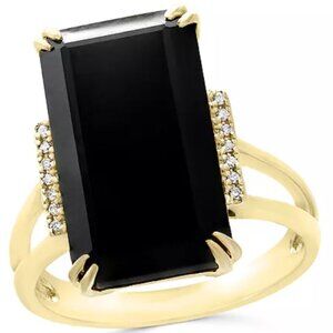14k gold, onyx and diamond ring, 6